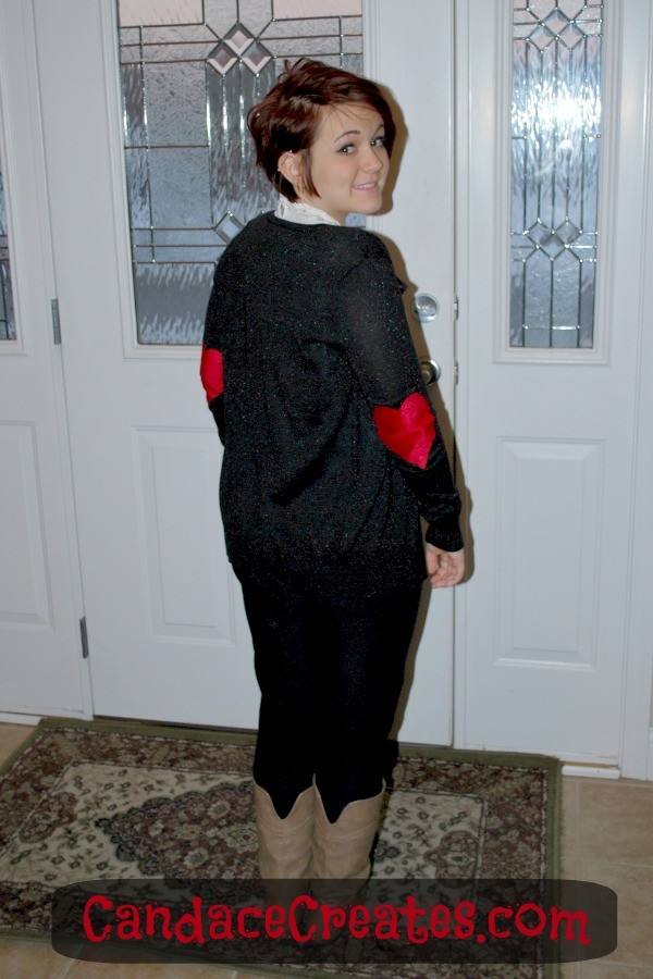DIY No-Sew Heart Elbow Patch Sweater by Candace Creates