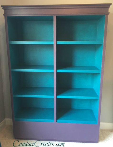 DIY Jewel Tone Bookshelf: Check out this easy to do, beautiful two-toned design!