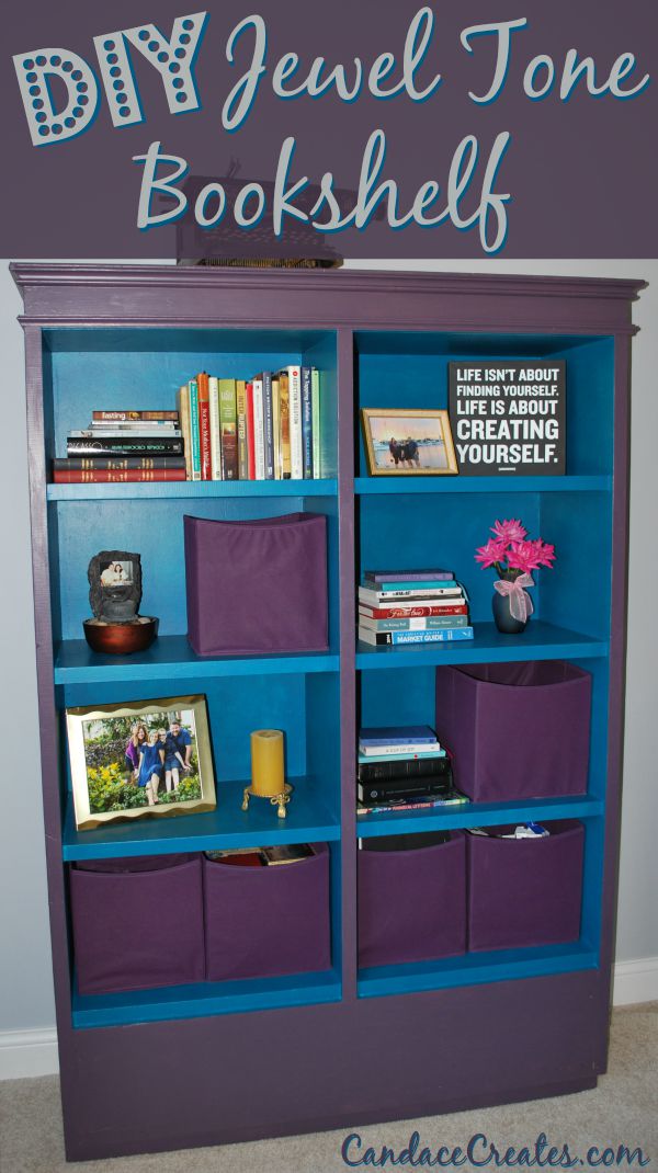 DIY Jewel Tone Bookshelf: Check out this easy to do, beautiful two-toned design!