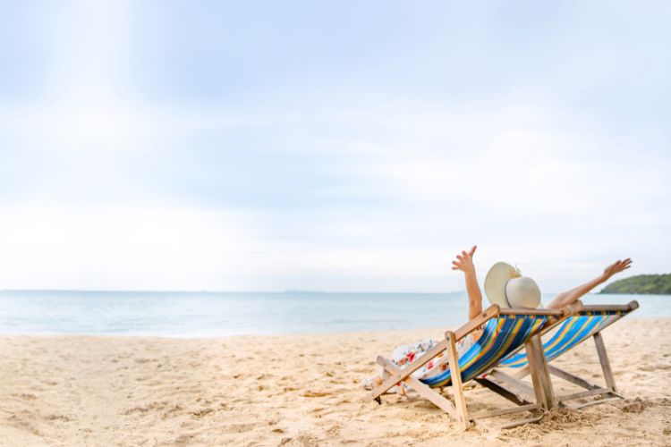happy woman on a beach