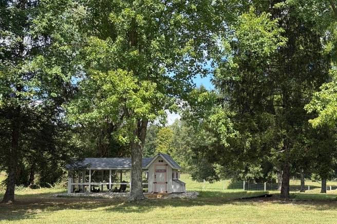 backyard view with chicken coop